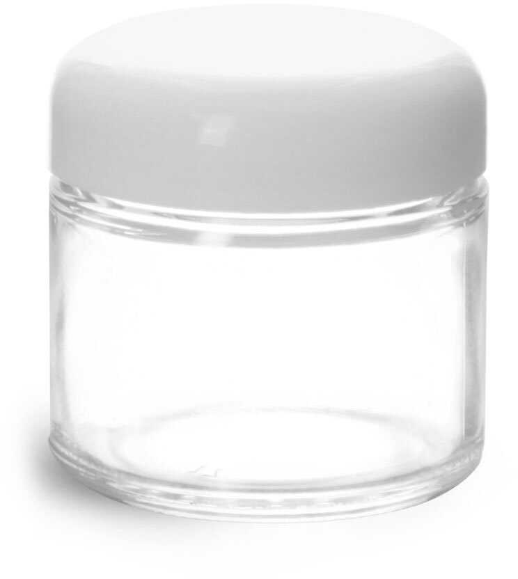 Sks Bottle & Packaging - 2 Oz Clear Glass Jars W  Lined Aluminum Caps