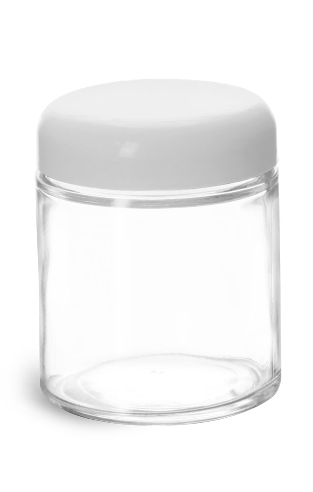 Sks Bottle And Packaging 4 Oz Clear Glass Jars W White Dome Caps 0642