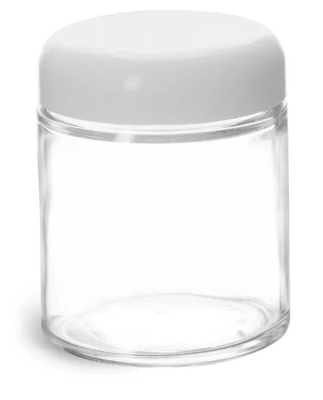 4 oz Clear Glass Jars w/ White Dome Caps