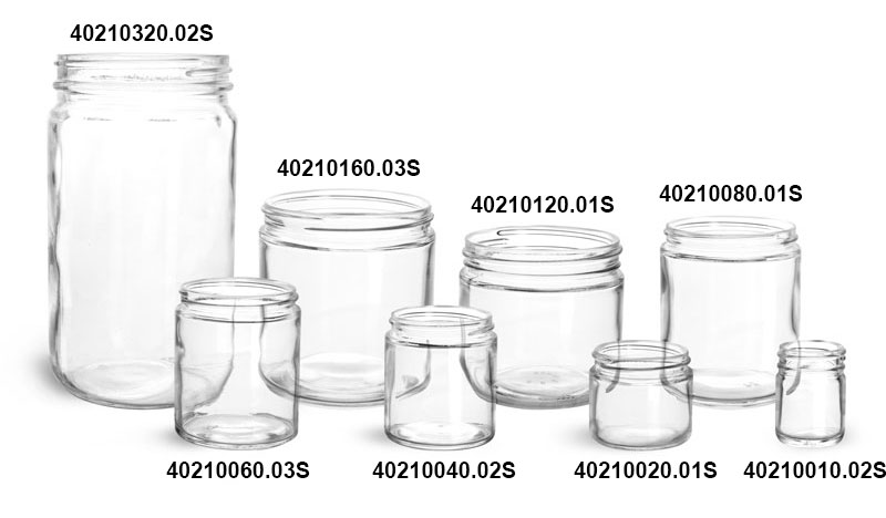 SKS Bottle & Packaging - Clear Glass Jars, Clear Straight Sided Glass ...