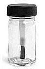 Clear Glass Pharmaceutical Round Bottles w/ Black Brush Caps