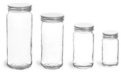 Clear Glass Jars, Clear Glass Paragon Jars w/ Lined Aluminum Caps