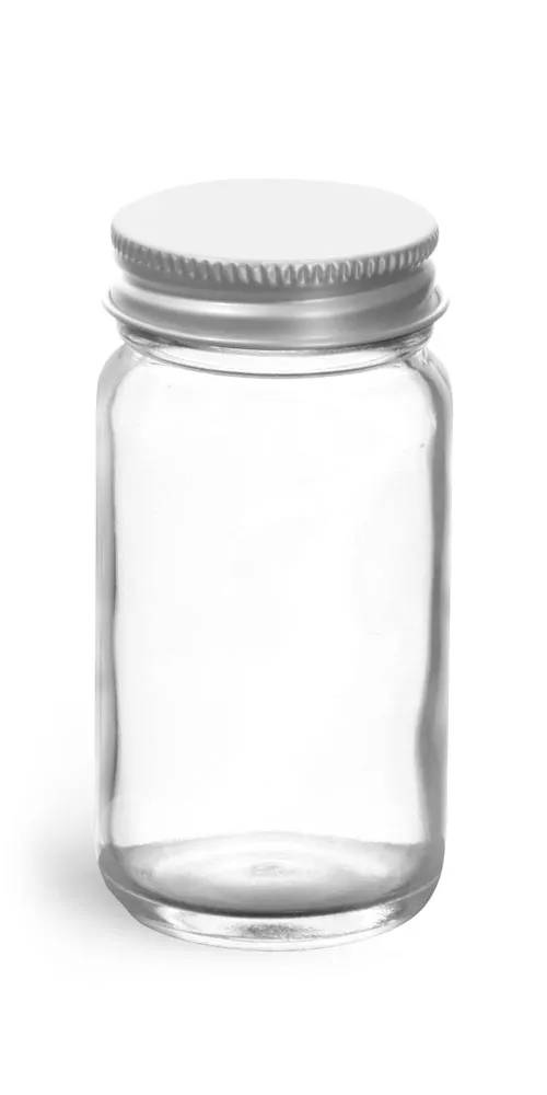 2 oz            Clear Glass Paragon Jars w/ Lined Aluminum Caps