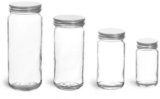 Clear Clear Glass Paragon Jars w/ Lined Aluminum Caps