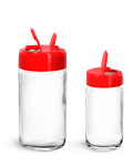 Clear Glass Paragon Jars w/ Red PS113 Lined Spice Caps