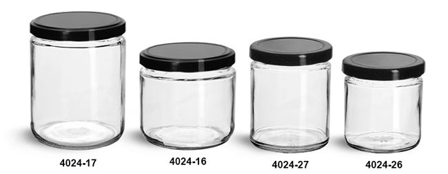 SKS Bottle & Packaging - Clear Glass Jars, Clear Straight Sided Glass ...