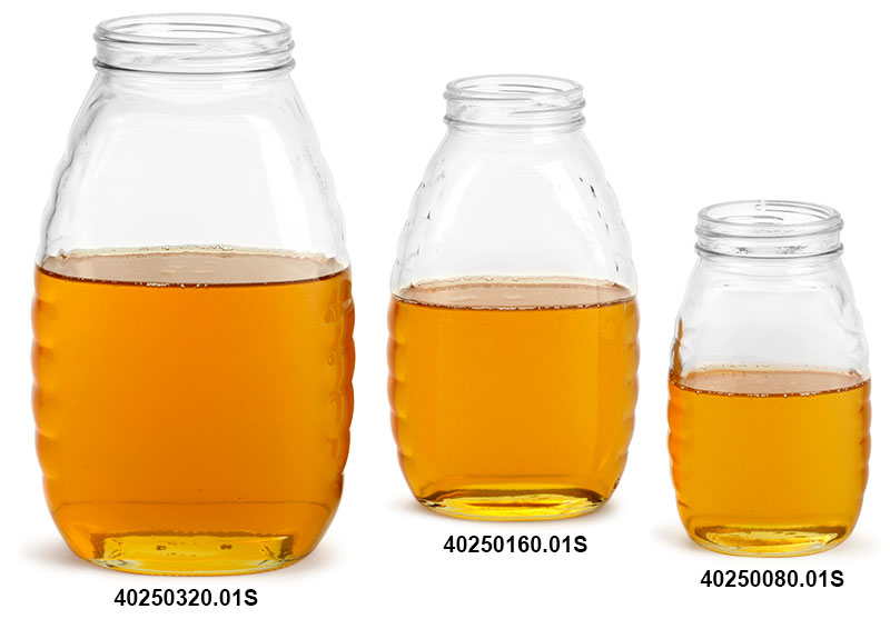 Glass Jars, Clear Glass Honey Jars (Bulk), Caps NOT Included