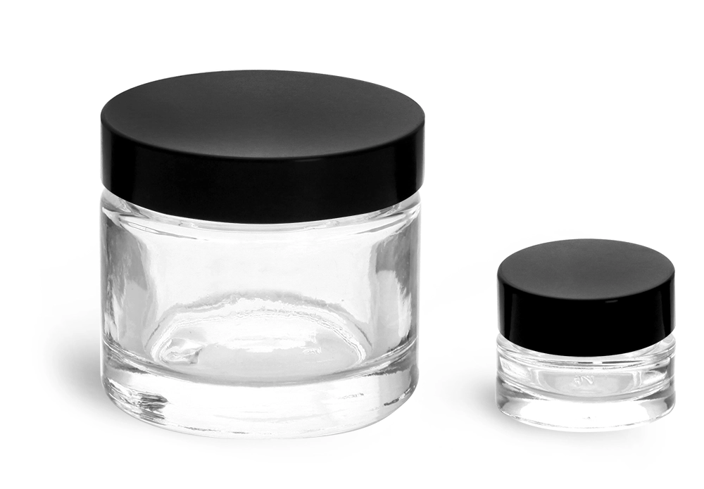 Fisherbrand Clear Straight Sided Glass Jars with Black Phenolic