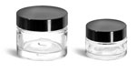 Clear Glass Cosmetic Jars w/ Black Phenolic F217 Lined Caps