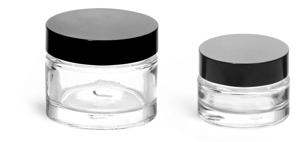 Large Clear Thick Glass Straight Sided Jar with Lid - 16 oz / 480 ml