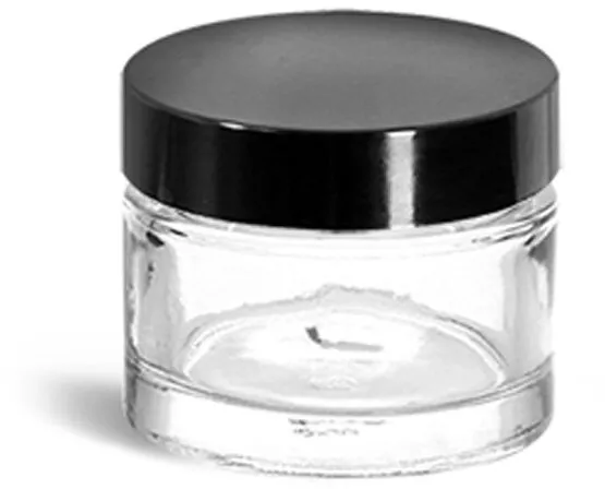 Fisherbrand Clear Straight Sided Glass Jars with Black Phenolic Caps
