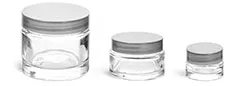 Clear Glass Cosmetic Jars w/ Silver PE Lined Caps