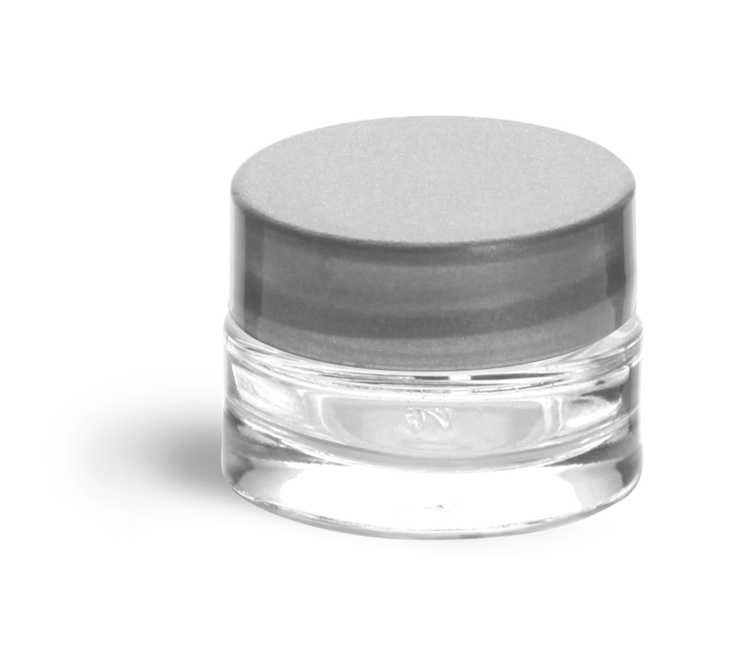 0.25 oz Clear Glass Thick Wall Cosmetic Jars w/ Silver PE Lined Caps