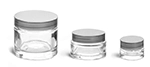 Clear Glass Jars, Clear Glass Cosmetic Jars w/ Silver PE Lined Caps