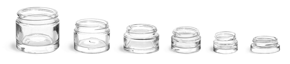 2.3 oz Clear Glass Thick Wall Cosmetic Jars (Bulk) Caps NOT Included