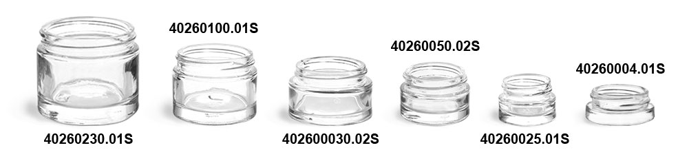 Glass Jars, Clear Glass Thick Wall Cosmetic Jars