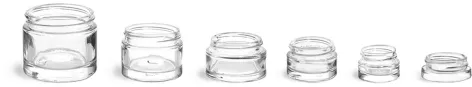 Clear Glass Thick Wall Cosmetic Jars (Bulk) Caps NOT Included