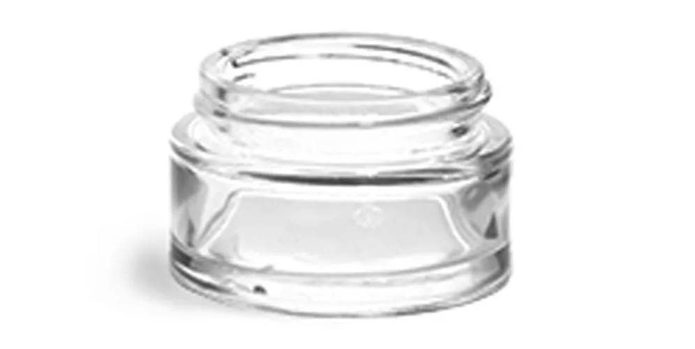 1 oz Clear Glass Thick Wall Cosmetic Jar (Bulk), Caps Not Included