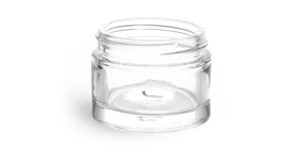 1 oz Clear Glass Thick Wall Cosmetic Jars (Bulk) Caps NOT Included