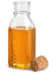 Glass Bottles, Clear Glass Muth Style Honey Bottles w/ Cork Stoppers
