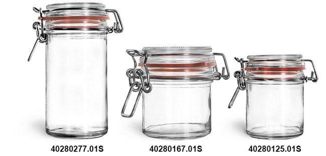 Sks Bottle Packaging Clear Glass Jars Clear Glass Wire Bale Jars W Hinged Lids