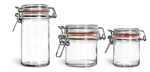 Clear Glass Jars, Clear Glass Wire Bale Jars w/ Hinged Lids