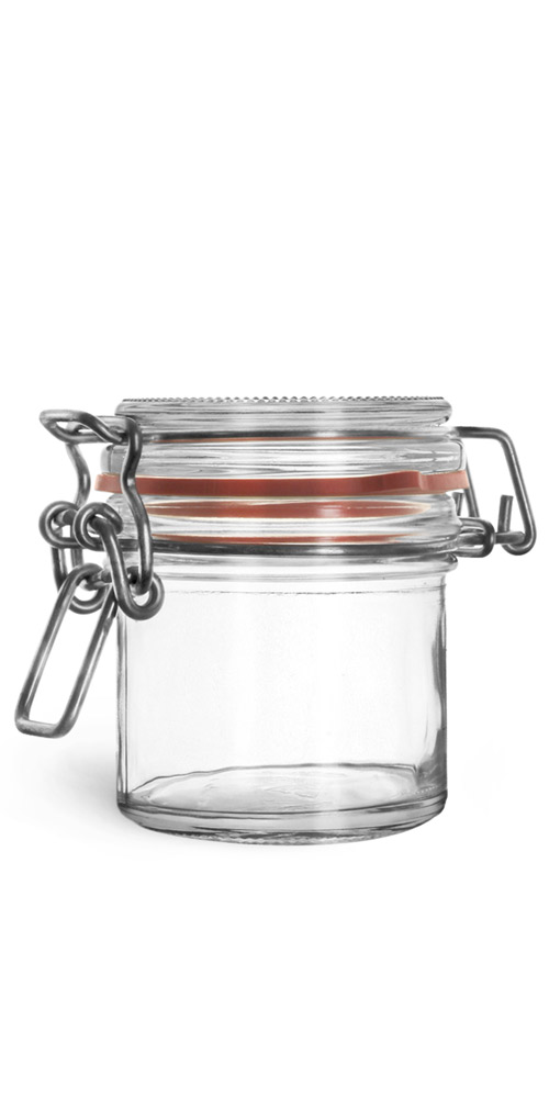 167 ML GLASS JARS, CLEAR GLASS WIRE BALE JARS