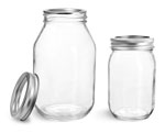 Clear Glass Mayo/Economy Jars w/ Silver Two Piece Canning Lids