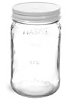 Clear Glass Jars, Clear Glass Mason Jars w/ White Metal Plastisol Lined Caps