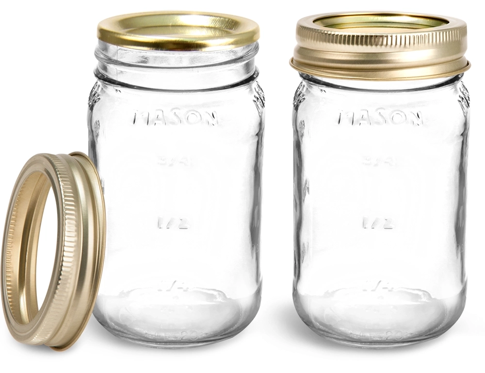 2L Bulk Storage Glass Jar Screw Top with Gold Metal