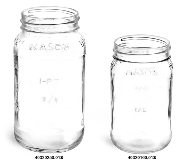 Clear Glass Mason Jars (Bulk), Caps NOT Included
