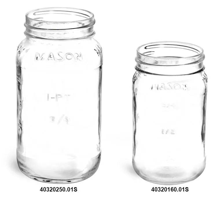 16oz Glass Square Mason Jar - 70/450 Finish