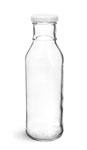 Clear Glass BBQ Sauce Bottles w/ White Metal Lug Caps