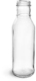 Clear Glass Lug Finish BBQ Sauce Bottles, (Bulk) Caps NOT Included