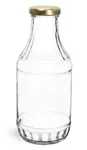Glass Bottles, Clear Glass Sauce Decanter Bottles w/ Gold Metal Lug Caps