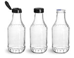 Glass Decanter Bottles w/ Black PP Lift  Peel™ Lined Snap Top Caps