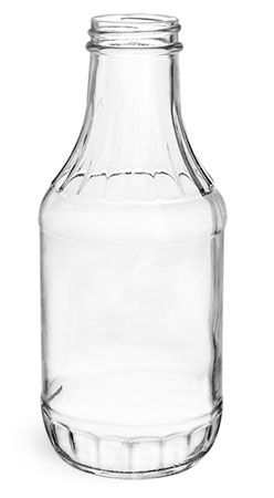Glass Bottles, 16 oz Clear Glass Sauce Decanter Bottles, (Bulk) Caps NOT Included