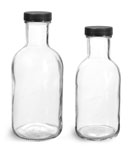 Clear Glass Stout Bottles w/ Black Induction Lined Caps