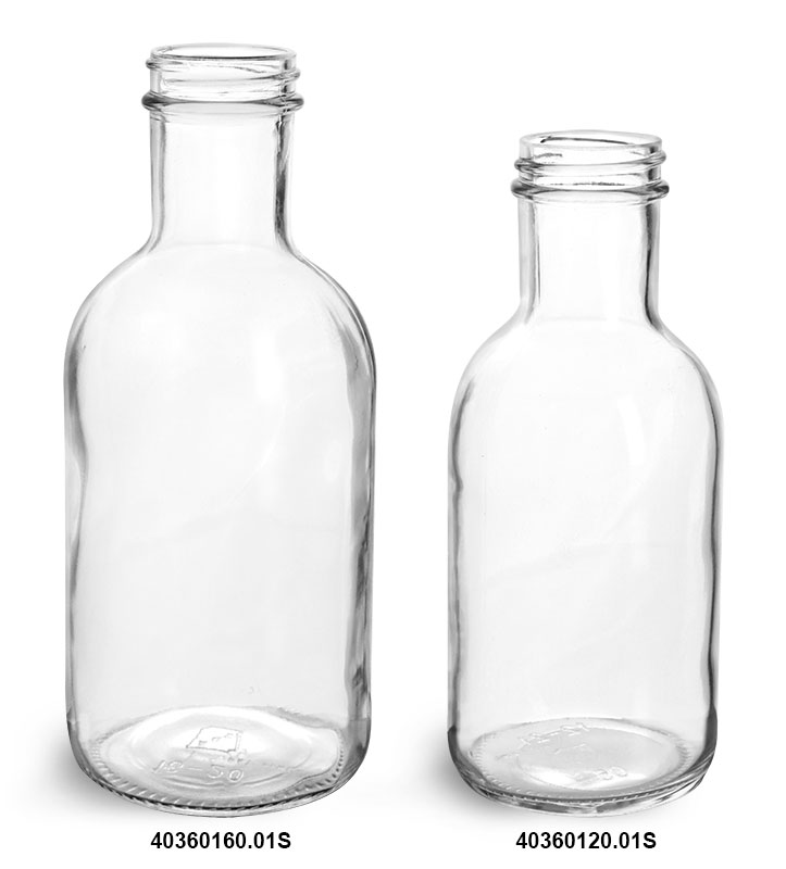 Glass Bottles, Clear Glass Stout Bottles (Bulk), Caps NOT Included