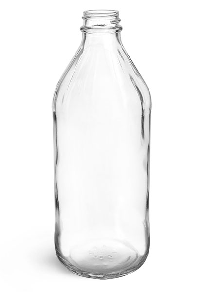 32 oz Clear Glass Vinegar Style Bottles (Bulk) Caps Not Included