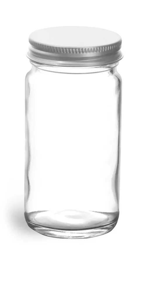 4 oz          Clear Glass Paragon Jars w/ Lined Aluminum Caps