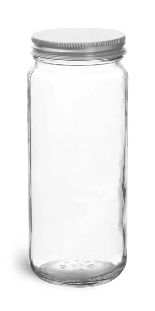 8 oz Clear Glass Paragon Spice Jars - 12/Case, Clear Type III BPA Free 58-400