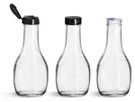 Glass Salad Dressing Bottles w/ Black PP Lift Peel™ Lined Snap Top Caps