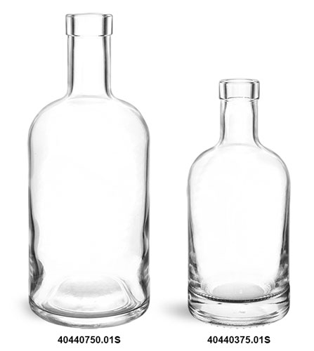 Glass Bottles, Clear Glass Bar Top Bottles (Bulk) Caps NOT Included