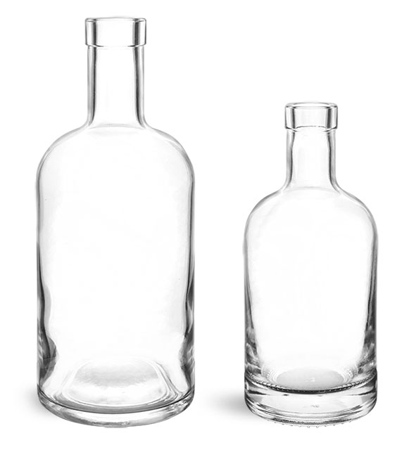 750 ml Glass Bottles, Clear Glass Bar Top Bottles (Bulk) Caps NOT Included