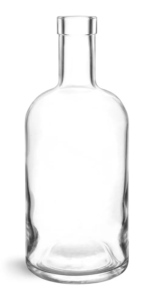 750 ml Glass Bottles, Clear Glass Bar Top Bottles (Bulk) Caps NOT Included
