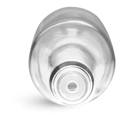 5 oz Clear Glass Sauce Bottles w/ White Ribbed Lined Caps & Orifice Reducers