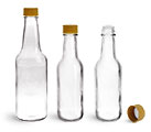 Clear Glass Woozy Bottles w/ Gold Ribbed Lined Caps & Orifice Reducers