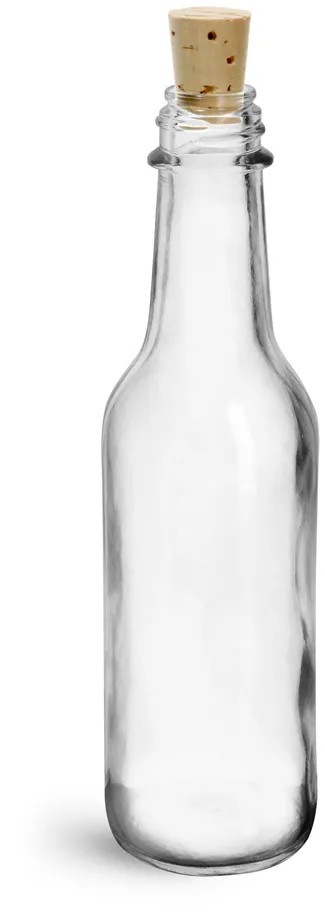 5 Oz Case of 12 Clear Glass Woozy Bottles with Shrink Capsules 