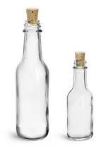 Glass Bottles, Clear Glass Woozy Bottles w/ Cork Stoppers